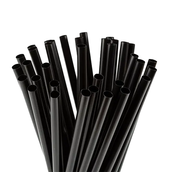 Black drinking straws in bulk, available in 12mm wide and 8mm regular sizes, ideal for bubble tea, smoothies, and iced drinks.