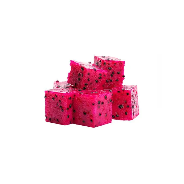 Canned diced red dragon fruit with black seeds, juicy and vibrant, perfect for smoothies, desserts, and healthy drinks.