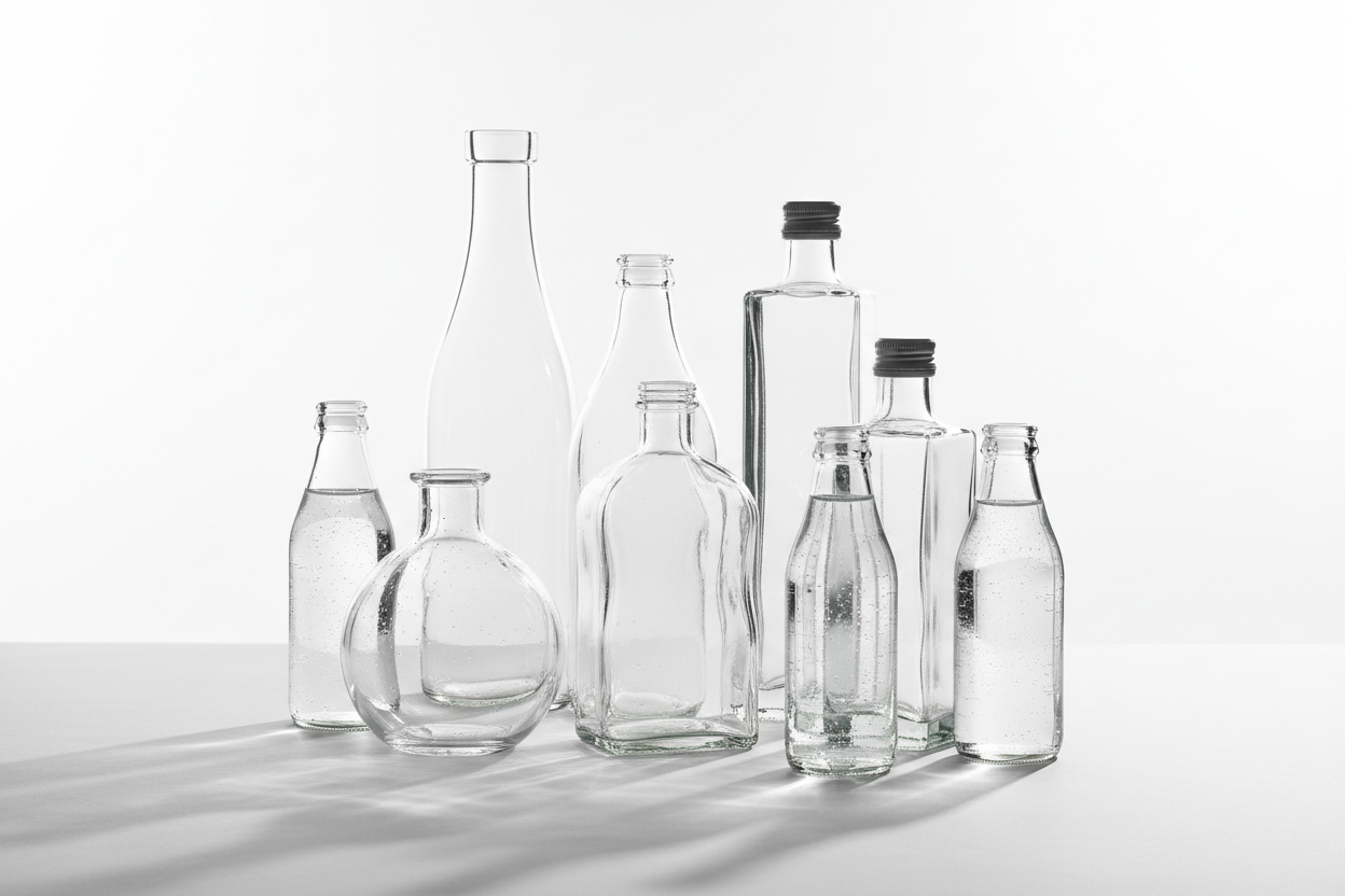 專業商品攝影風格呈現多款Glass Bottles飲料罐 無標籤