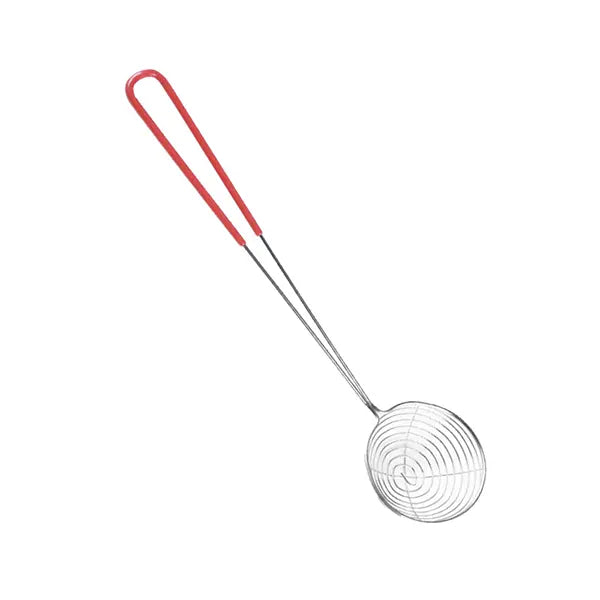 Stainless steel topping strainer designed for filtering tapioca boba, popping boba, and jelly. Ideal for removing excess liquid and ensuring balanced drink proportions.