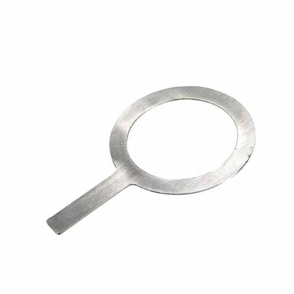 Stainless Steel Creme Brulee Ring with an ergonomic handle, designed for precise caramelization by stabilizing sugar layers on ramekins or cups for an even brûlée crust.