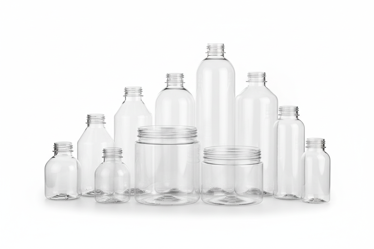 專業商品攝影風格呈現 不同尺寸的PET Bottles 無標籤