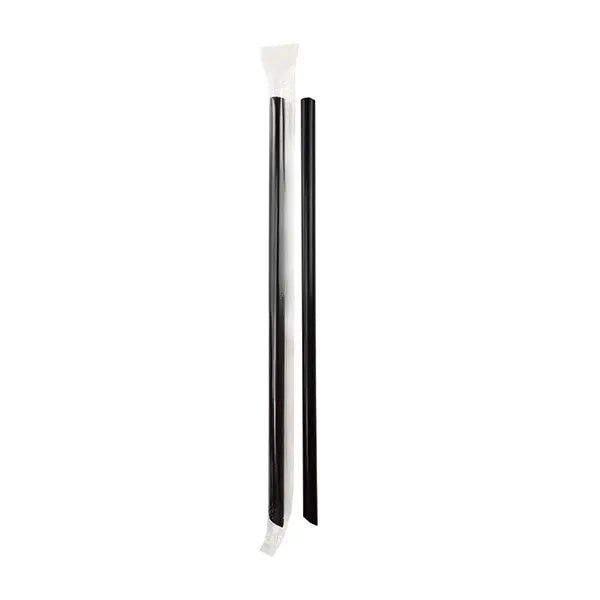 8mm black regular straw, ideal for milk tea and smooth beverages, individually wrapped for hygiene and ease of use.