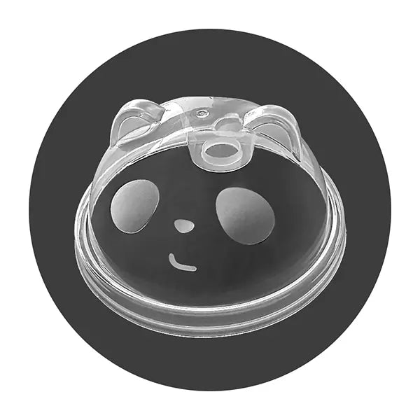 90mm panda-themed cup lid, featuring cute panda ears and face design, perfect for kids' beverages, themed drinks, and promotional events.
