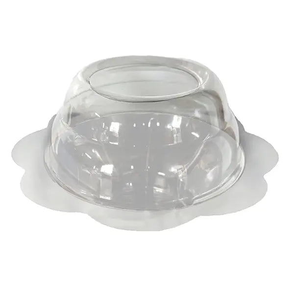 PET flower-shaped cup lid, designed for secure and stylish sealing of drinks and desserts, offering high transparency and durability.