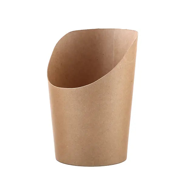Durable kraft paper cup with an angled design, perfect for holding and serving bubble waffles, ideal for takeaway and dessert shops.