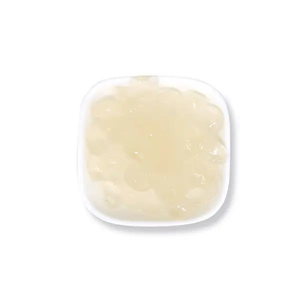 Plain agar boba with translucent texture, made from agar for a smooth and chewy topping for beverages like tea and juice.