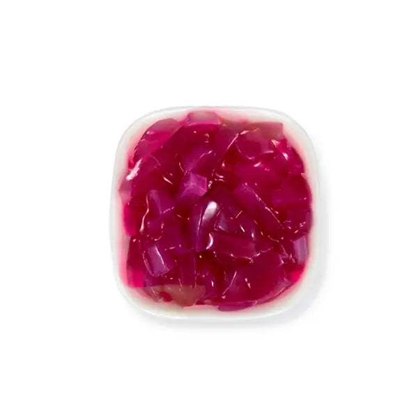 Grape-flavored coconut jelly cubes with a chewy texture and vibrant purple hue, perfect for bubble tea, fruit tea, and desserts.