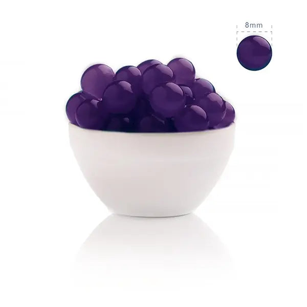 8mm blackcurrant popping boba – purple juice-filled pearls for tea, soda, and dessert drinks.