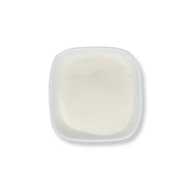Original flavor pudding powder in a white dish, perfect for making creamy, egg-flavored desserts quickly and easily.