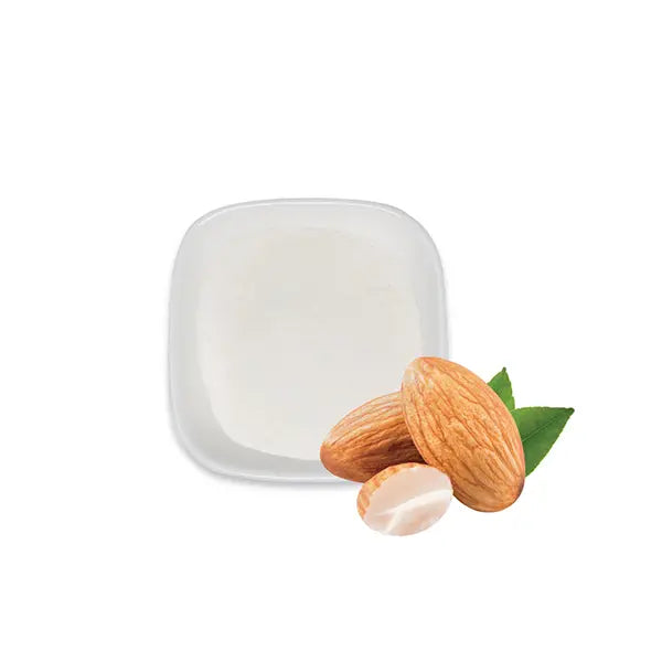 Almond powder with almond nuts, showcasing nutty flavor for use in drinks and desserts.