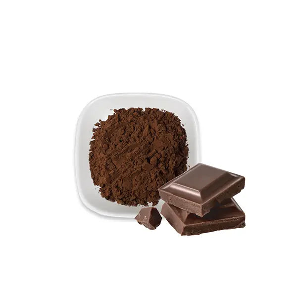Premium Belgian cocoa powder with chocolate chunks, showcasing rich flavor and high-quality chocolate ingredient.