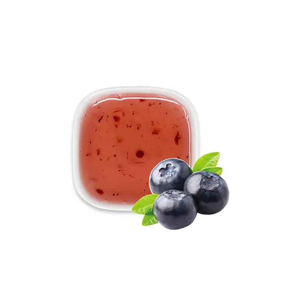 Blueberry syrup with fresh fruit – pulpy and aromatic, ideal for smoothies and yogurt drinks.