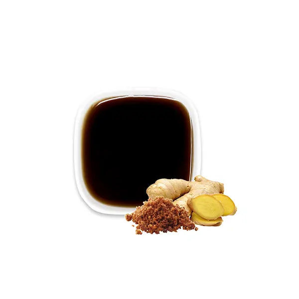 Ginger brown sugar syrup with raw ingredients – aromatic and perfect for hot drinks.