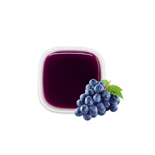 Grape syrup with fresh grapes – rich purple hue and fruity aroma.