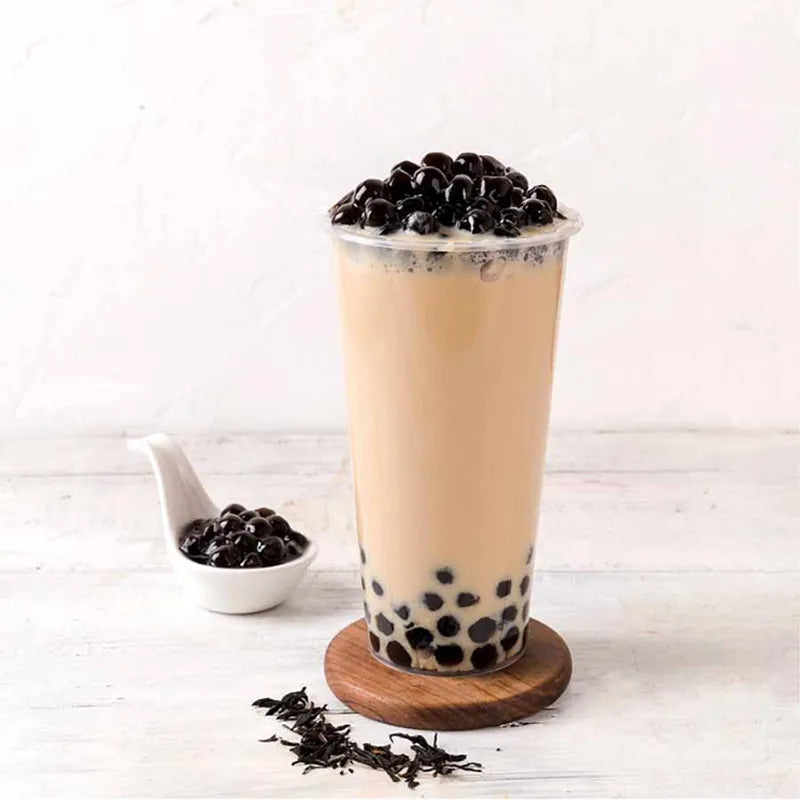 Boba milk tea with golden tea base – bold tea flavor for sweet milk drink pairings.