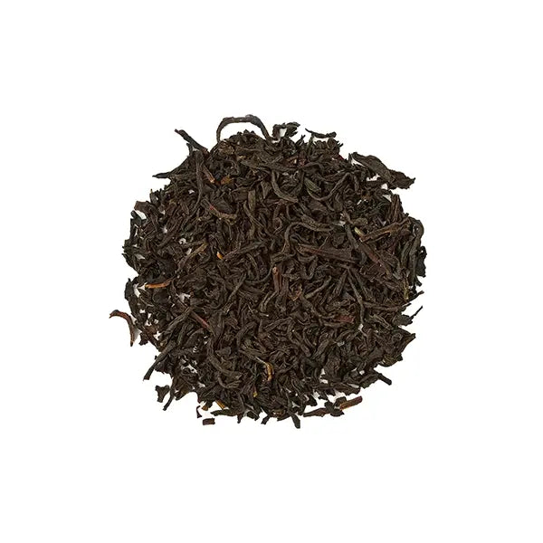 Loose-leaf Earl Grey black tea with curled, glossy tea leaves – premium selection.
