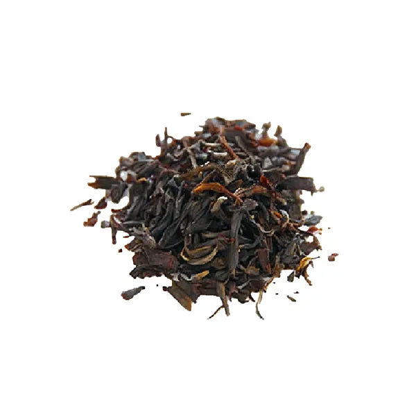 Premium roasted oolong loose leaf with dark brown color and intense charcoal aroma.