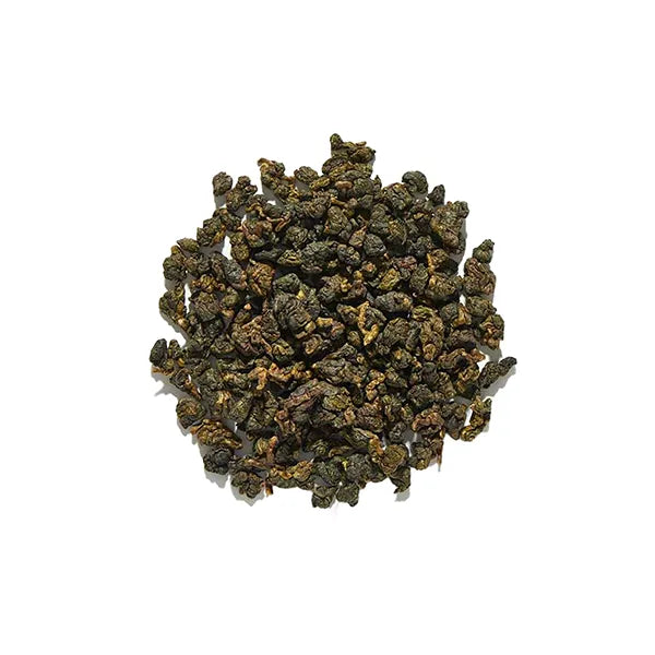 Jin Fong loose leaf tea with tightly rolled leaves and rich alpine aroma.
