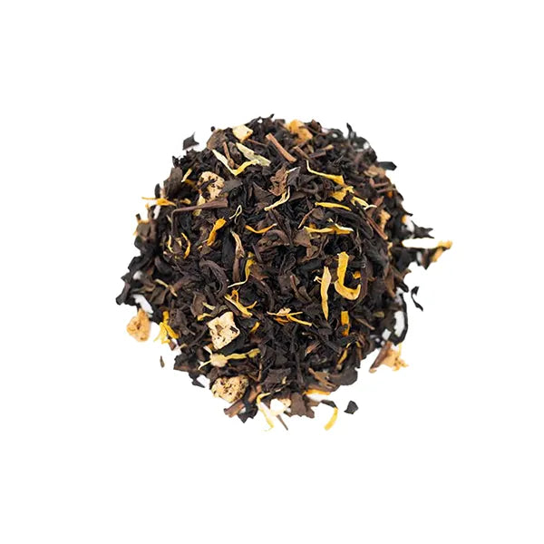 Loose-leaf white peach oolong tea with delicate leaves and floral hints.